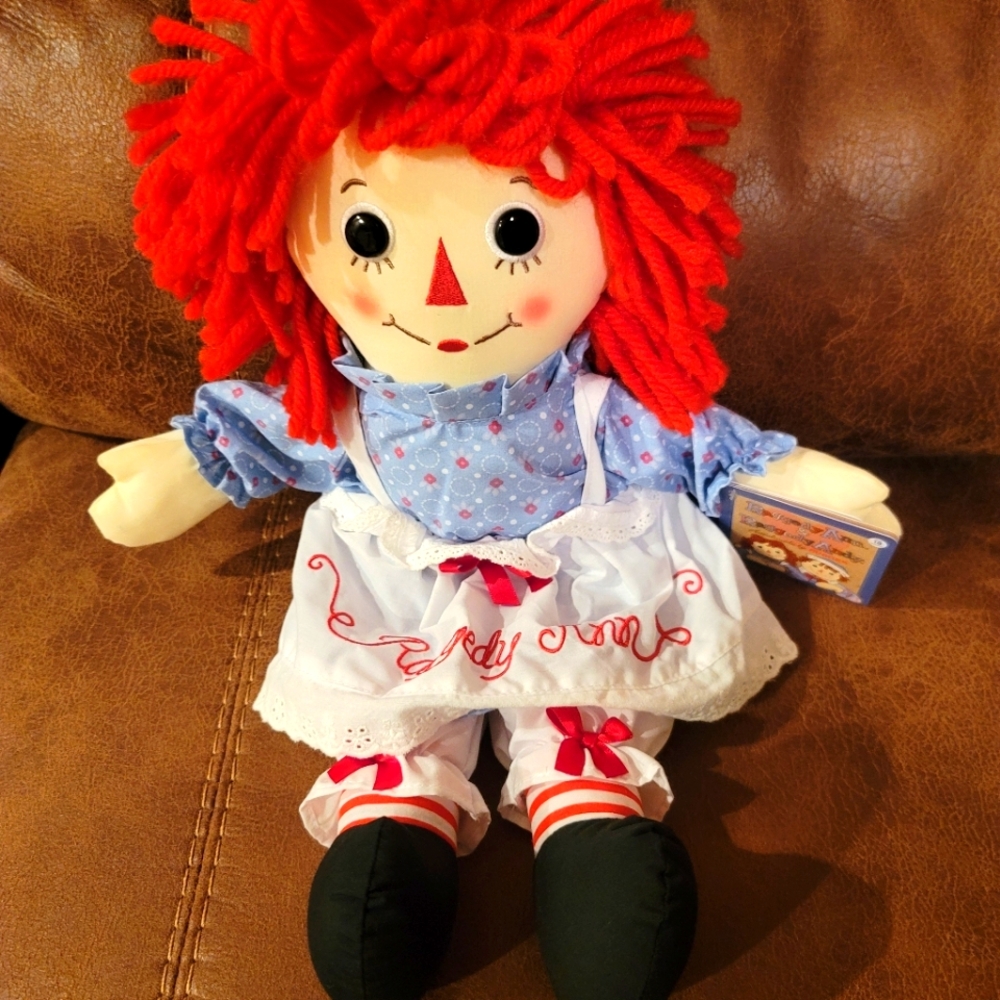 Raggedy Ann Doll with Red Hair and Blue Dress